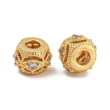 Rack Plating Brass Micro Pave Clear Cubic Zirconia Beads KK-U030-16G-1