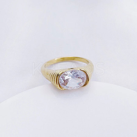 304 Stainless Steel Cubic Zirconia Finger Rings FS-WGC174A-11-1