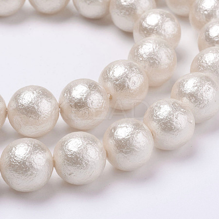 Wrinkle Shell Pearl Beads Strands X-BSHE-E016-6mm-07-1