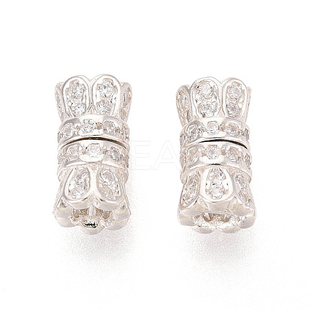 925 Sterling Silver & Clear Cubic Zirconia Screw Clasps STER-T008-78S-1