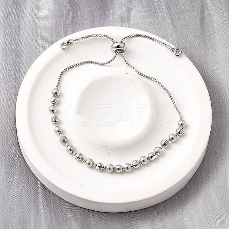 Brass Round Beads Slider Bracelets for Women BJEW-D317-13P-1