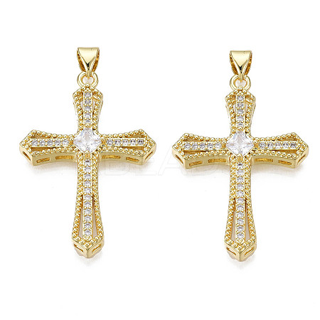 Brass Micro Pave Cubic Zirconia Pendants X-KK-N227-86A-1