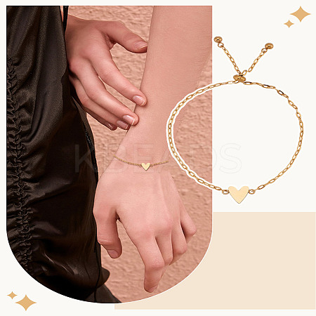 1Pc Stainless Steel Cable Chain Slider Bracelets for Women BJEW-LP0002-23A-1