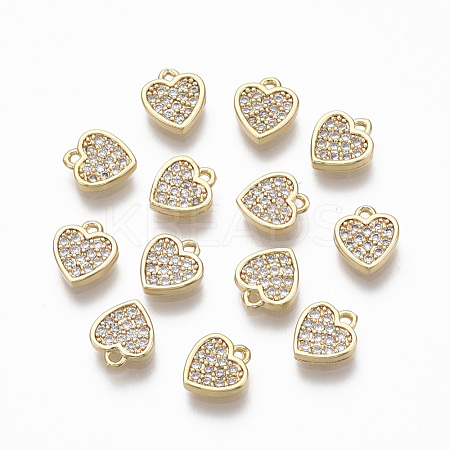 Brass Micro Pave Clear Cubic Zirconia Charms KK-R134-011-NF-1