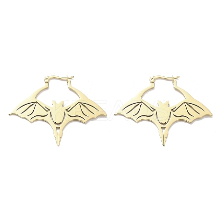 304 Stainless Steel Bat Hoop Earrings for Women LS-EJEW-R156-07G-1