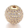 CZ Jewelry Brass Micro Pave Cubic Zirconia Round Beads X-ZIRC-M024-06G-1