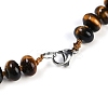 Natural Tiger Eye Rondelle Graduated Beaded Necklaces for Women Men NJEW-K388-02V-3