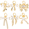 18Pcs 6 Styles Rack Plating Brass Micro Pave Clear Cubic Zirconia Pendants KK-BBC0022-51-1