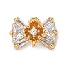 Brass Pave Clear Cubic Zirconia Bowknot Links KK-D024-15G-1