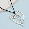 Birth Flower Heart Zinc Alloy Pendant Black Faux Suede Cord Necklaces for Women FS-WGA5BEC-03-1