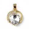 Real 18K Gold Plated Rack Plating Brass Micro Pave Clear Cubic Zirconia Pendants KK-C015-20G-06-1