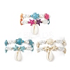 2Pcs 2 Style Starfish & Tortoise Synthetic Turquoise(Dyed) & Glass Pearl Beaded Stretch Bracelets Set BJEW-JB08994-1