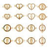  32Pcs 8 Styles Alloy Pave Clear Cubic Zirconia Connector Charms FIND-TA0003-09-10