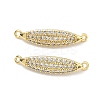 Brass Micro Pave Clear Cubic Zirconia Horse Eye Links Connector Charms KK-P345-69G-1