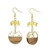 Resin & Walnut Wood Dangle Earrings EJEW-JE05507-03-1