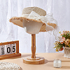 Desktop Head Shaped Wood Covered with Cloth Hat Display Racks AJEW-WH0816-104-2