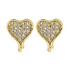 Heart Brass Micro Pave Cubic Zirconia Ear Studs EJEW-D304-35P-2