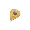 Stainless Steel Pave Dyed Old Rose Natural Agate Peach Heart Connector Charms PW-WG0EEB2-07-1