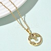 Brass Micro Pave Clear Cubic Zirconia Moon and Sun Pendant 304 Stainless Steel Chain Necklaces for Women NJEW-D341-05G-2