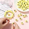 1 Set 26Pcs Yellow Round with Letter Silicone Beads ST-CJ0041-015-4