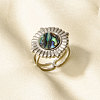 304 Stainless Steel with Natural Shell Cuff Open Rings for Women HW8046-2-1