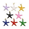 Brass Enamel Starfish Pendants KK-I377-03G-B-1