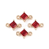 Brass Pave Glass Rhombus Links Connector Charms GLAA-Q088-001J-1