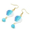 304 Stainless Steel with Glass Cylinder Seed Beads Hot Air Balloon Dangle Earrings EJEW-MZ00820-01-4