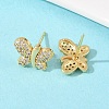 Brass Micro Pave Clear Cubic Zirconia Stud Earrings EJEW-F400-02A-G-4