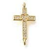 Brass Pave Clear Cubic Zirconia Connector Charms KK-M101-02F-G02-1