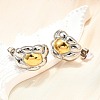 304 Stainless Steel Two-tone Stud Earrings for Women EJEW-R023-01GP-06-3