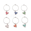 Glass Heart Wine Glass Charms AJEW-JO00191-1