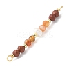 Faceted Round Natural Mixed Gemstone & Potato Natural Cultured Freshwater Pearl Beaded Connector Charms PALLOY-JF03531-4