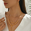 Vintage Brass Round Beaded Tassel Multi-layer Necklace & Earrings for Women JG6076-4