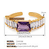 Brass with Cubic Zirconia Cuff Open Rings for Women FS-WG973E1-01-1