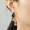 304 Stainless Steel Cross with Sailor's Knot Dangle Earrings for Women EJEW-F320-01G-4