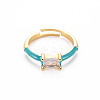Brass Enamel Cuff Rings RJEW-T016-23E-NF-1
