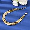 304 Stainless Steel Interlocking Herringbone Chain Bracelet for Women BJEW-K240-08C-G-2