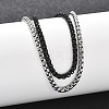 304 Stainless Steel Box Chain Multi-strand Bracelets for Men Women BJEW-Q038-03-3