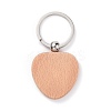 Natural Wood Keychain HJEW-P008-06-1