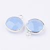 Silver Color Plated Brass Glass Flat Round Charms GLAA-M003-A-18S-2
