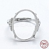Rhodium Plated 925 Sterling Silver Finger Ring Components STER-G027-06P-1