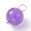 Dyed Natural White Jade Round Charms PALLOY-JF01147-02-4