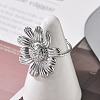 Flower 304 Stainless Steel Open Cuff Ring for Women LS-RJEW-M049-04P-5