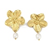 PVD Vacuum Plating 304 Stainless Steel Flower Stud Earrings EJEW-Z075-06G-1