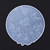 Flat Round with Flower & Butterfly Cup Mat Silicone Molds DIY-M034-29-2