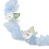 Dyed Natural Aquamarine Chip Beaded Stretch Bracelets for Women BJEW-JB12311-01-3