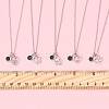 Valentine's Day 304 Stainless Steel & Green Glass Leaf Heart Pendant Cable Chain Necklaces for Women NJEW-FS00014-02-8
