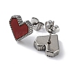 6 Pair 2 Color Heart Acrylic Stud Earrings EJEW-A024-12B-4