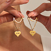 201 Stainless Steel Tassel Heart with LOVE Hoop Earrings VU5295-4